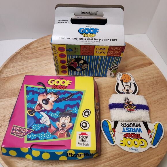 Disney Goof Troop Vintage Bundle • Wrist Wrapper, Pizza Hut Box & Toys R Us Box - Picture 10 of 12